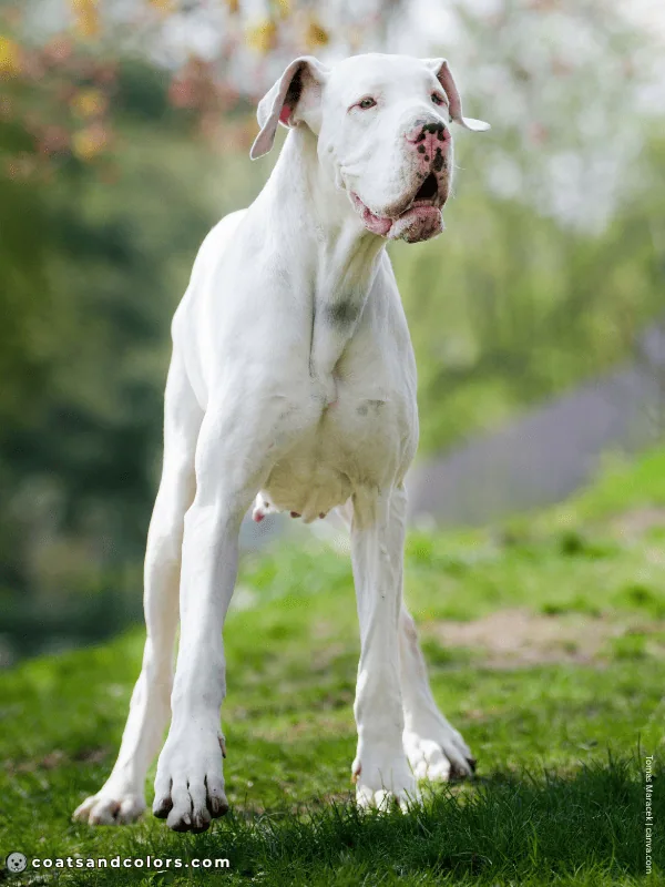 coatsandcolors.com Albinism Dogs comparison double merle great dane