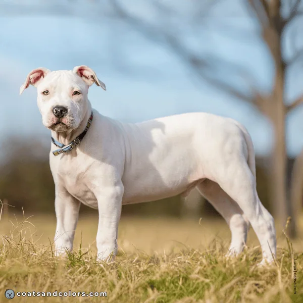 coatsandcolors.com American Staffordshire Terrier Colors extreme white standing