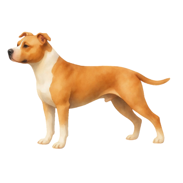 coatsandcolors.com American Staffordshire Terrier Colors illustration A locus sable and white