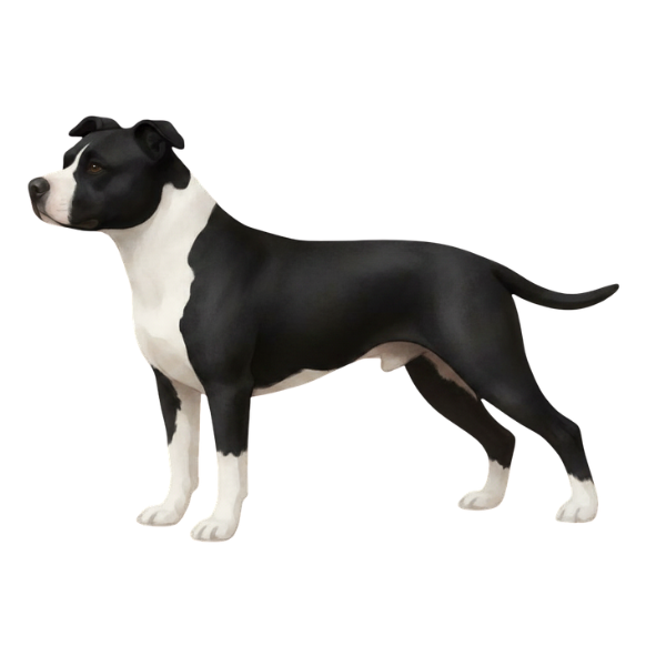 coatsandcolors.com American Staffordshire Terrier Colors illustration K locus solid dark